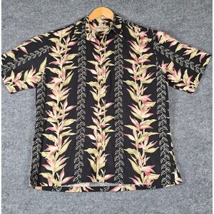 Cooke Street Honolulu Mens Black Tropical Floral Short Sleeve Shirt‎ Size M